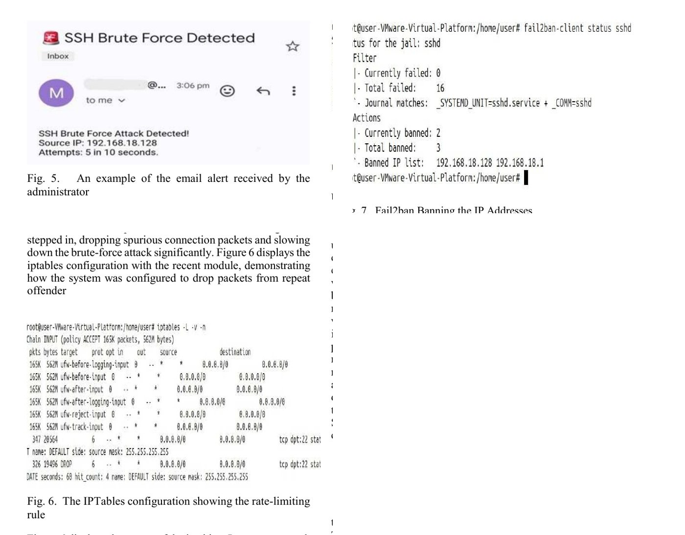 Published email alert IPTables and Fail2Ban mitigation evidence