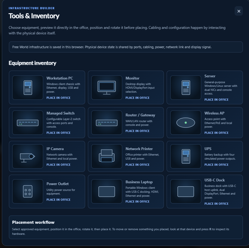 IT Office Simulator infrastructure builder
