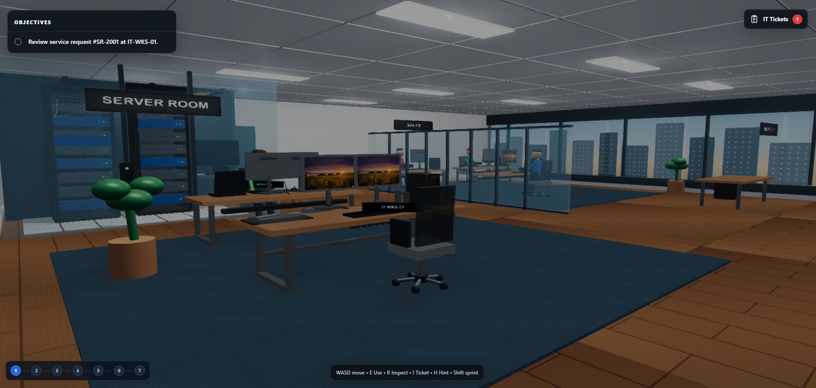 Interactive IT Office Simulator office environment