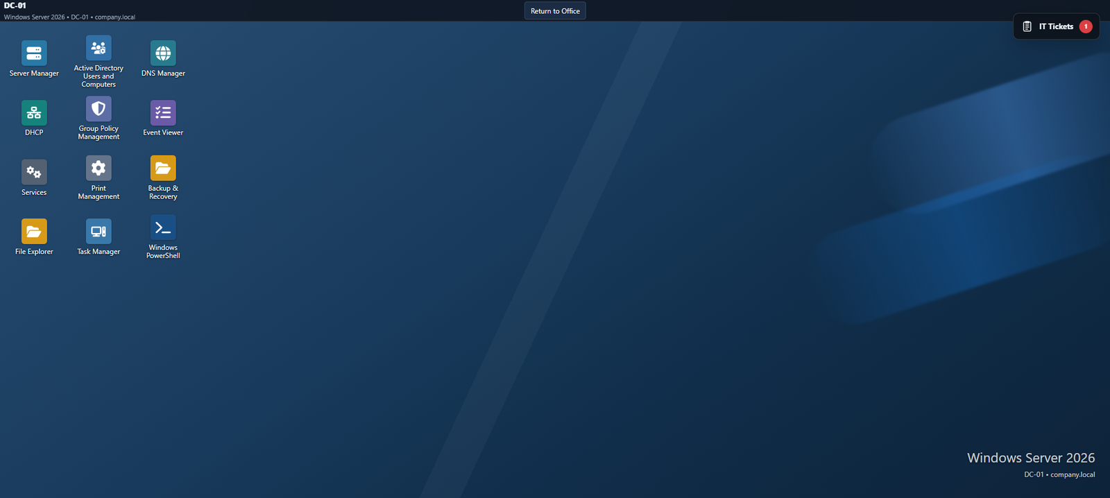 Simulated Windows Server environment