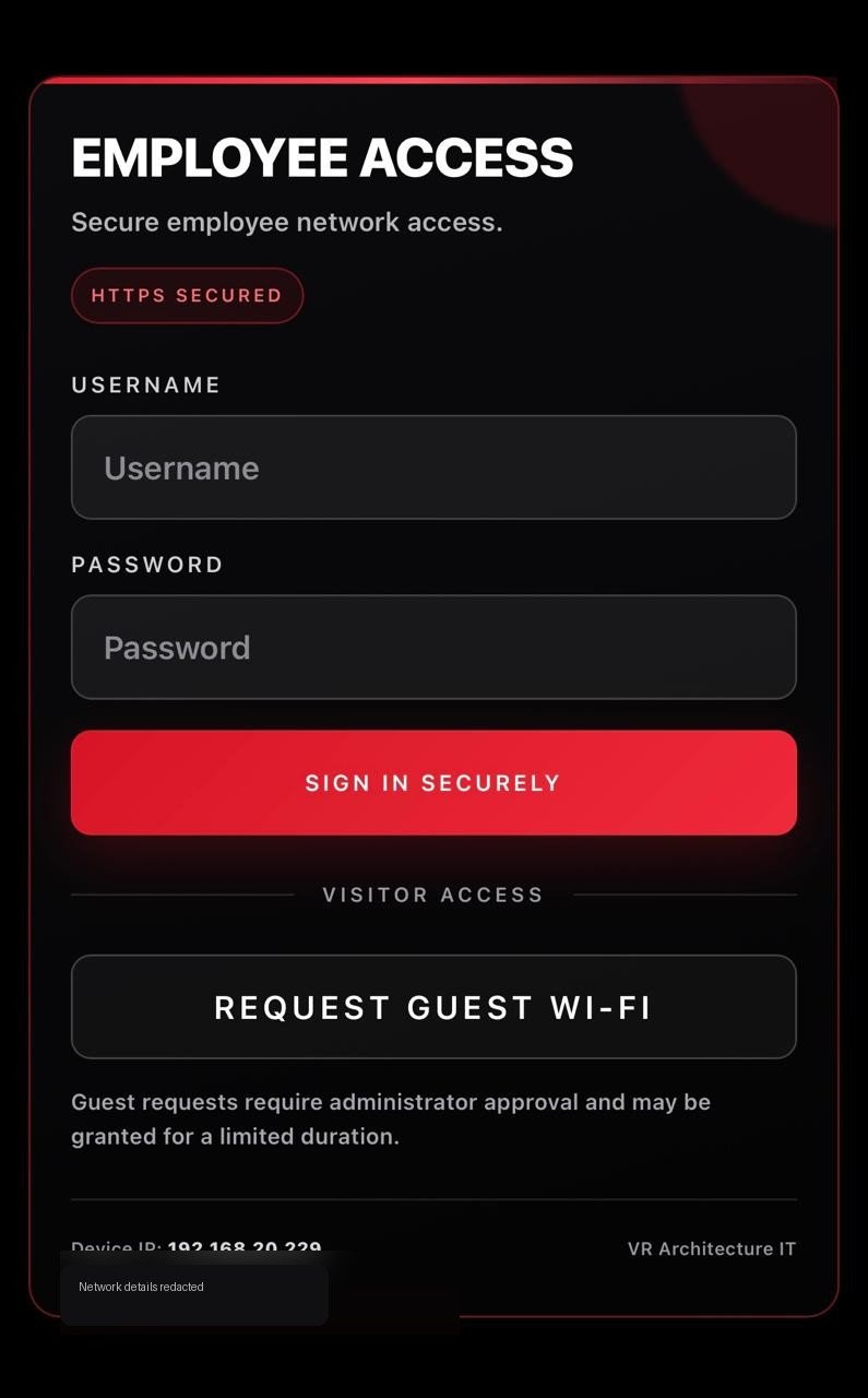 Sanitized employee and guest network access portal